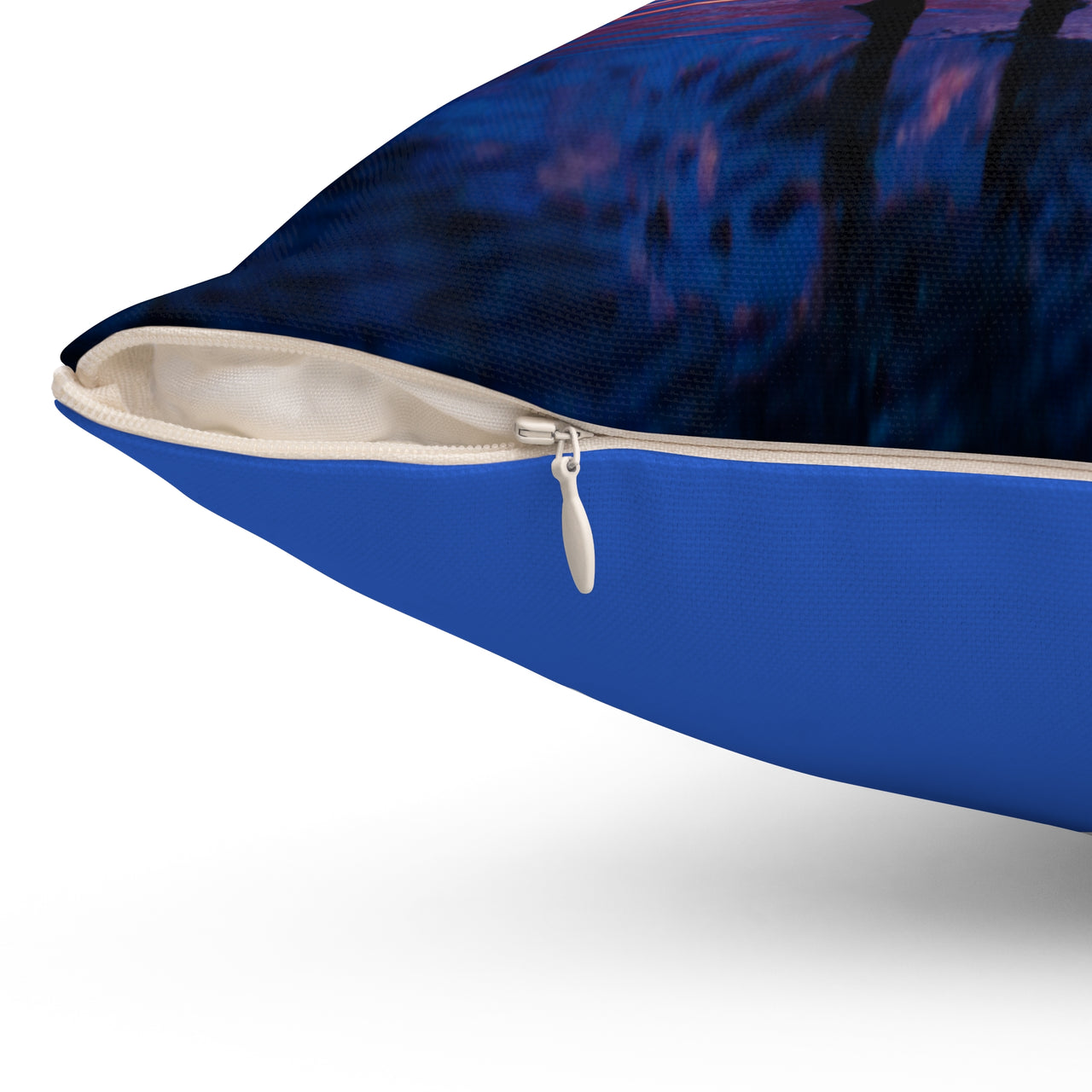 Reversible Throw Pillow, Follow the Father - Royal Blue Back