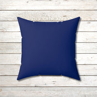 Reversible Throw Pillow, Follow the Father - Dark Royal Blue Back