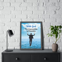 Wood Framed Poster with Shatter-Proof Plexiglass, Walk on Water Man