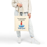 Cotton Canvas Tote Bag, Walk on Water Woman