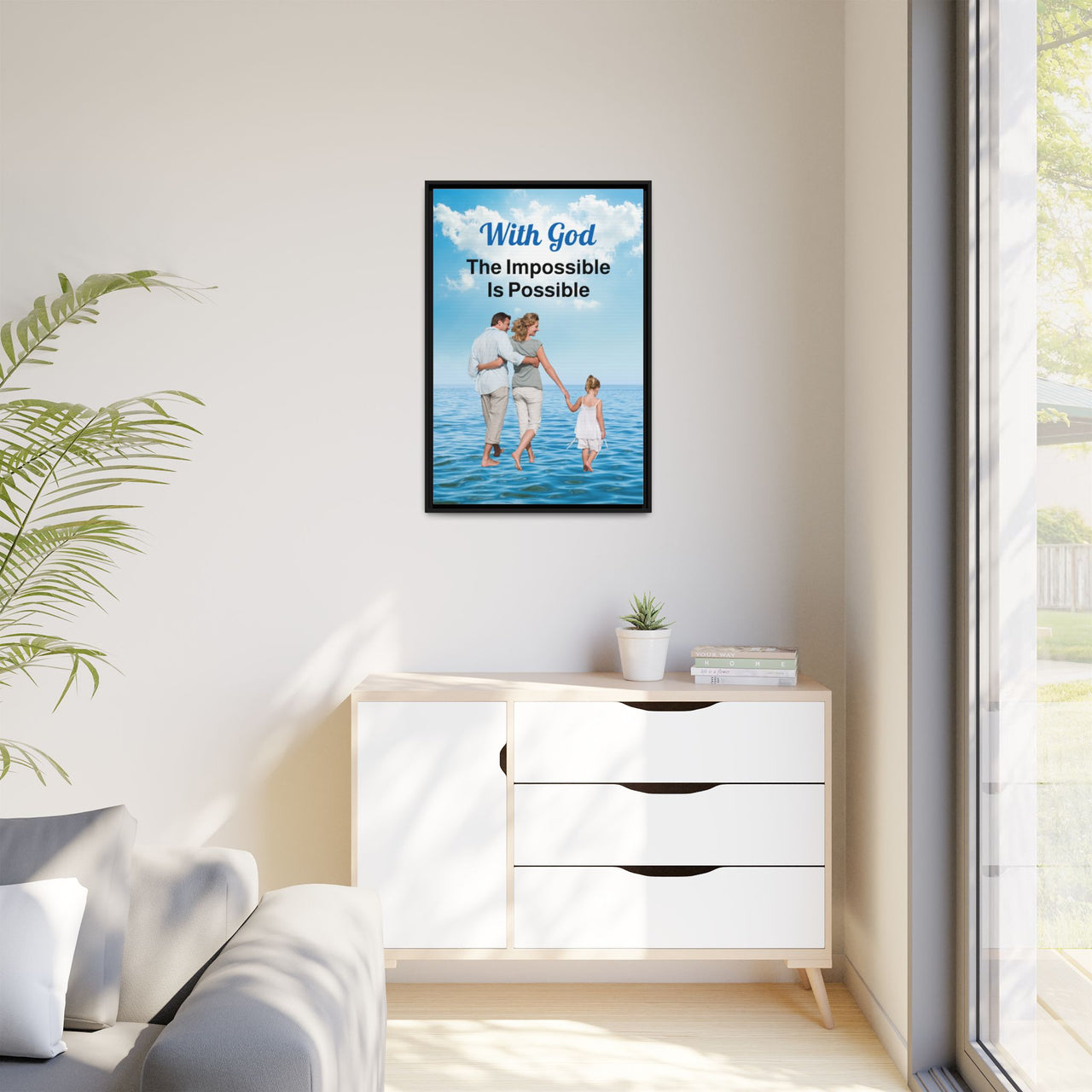 Framed Canvas Wall Art, Walk on Water Family