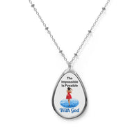 Inspirational oval pendant necklace with