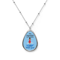 Inspirational oval pendant necklace with