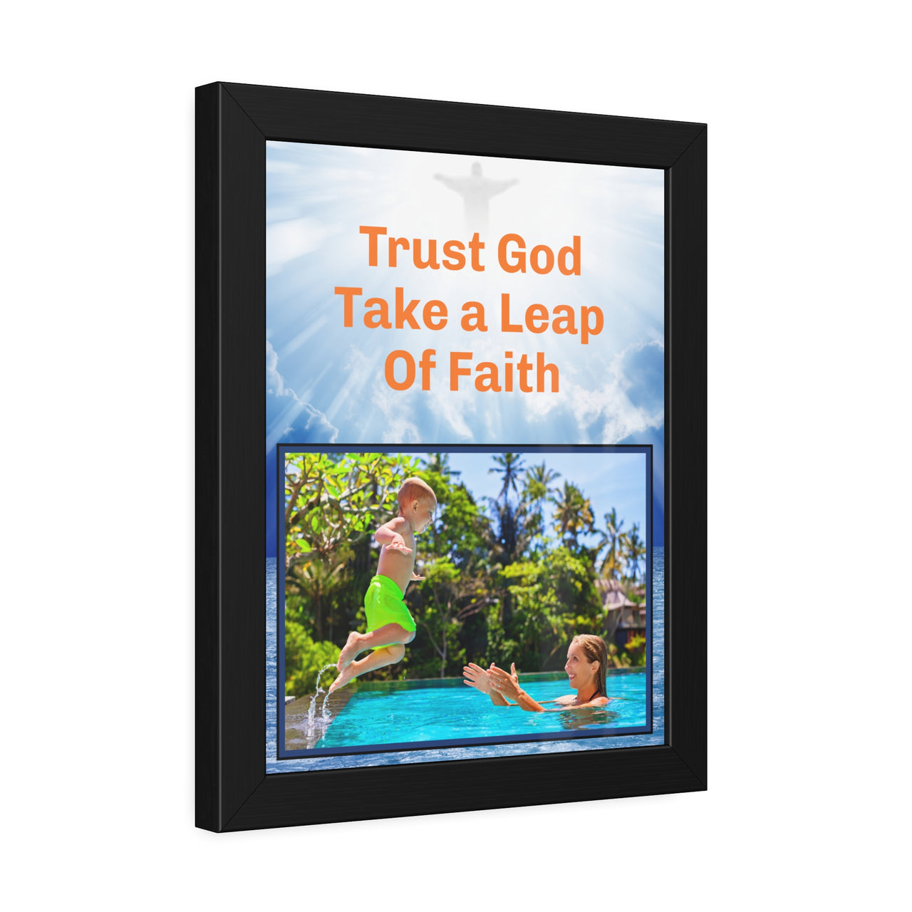 Wood Framed Poster with Shatter-Proof Plexiglass, Leap of Faith