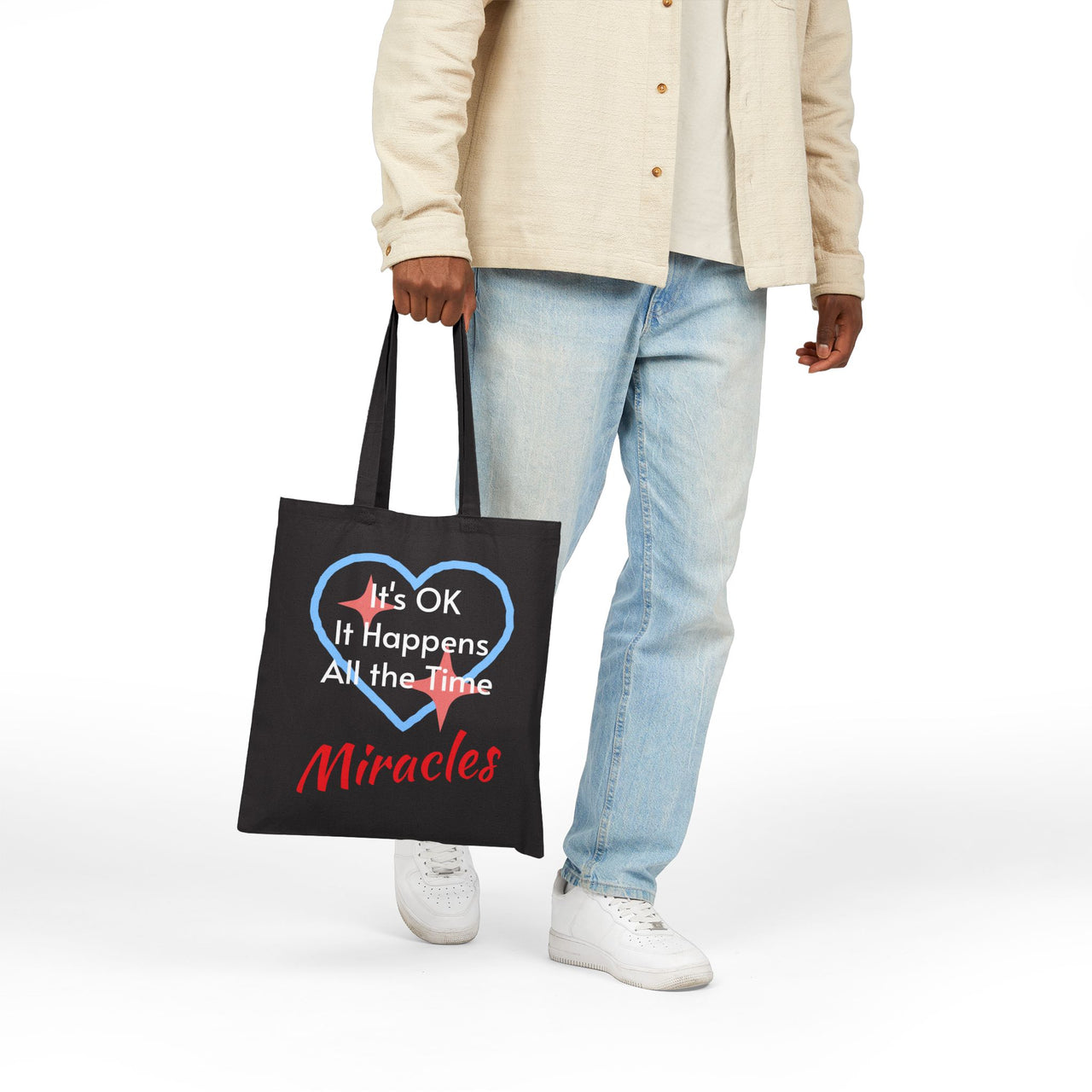 Cotton Canvas Tote Bag, Miracles Happen