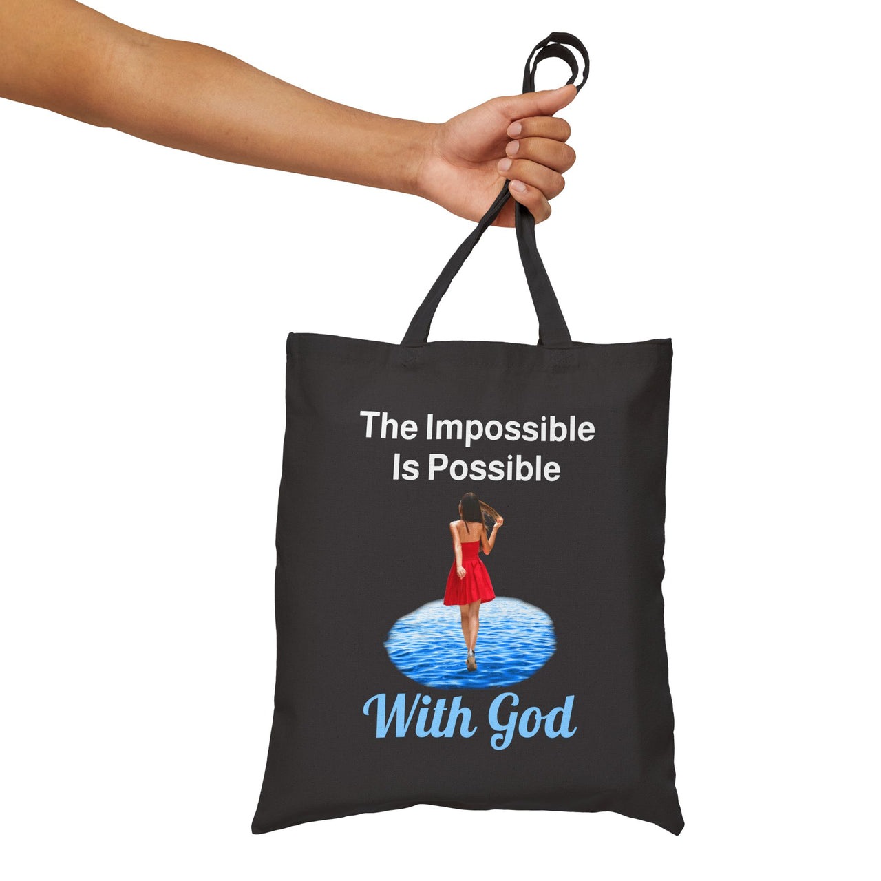 Cotton Canvas Tote Bag, Walk on Water Woman