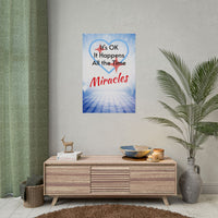Inspirational poster with “Miracles Happen” design with the message