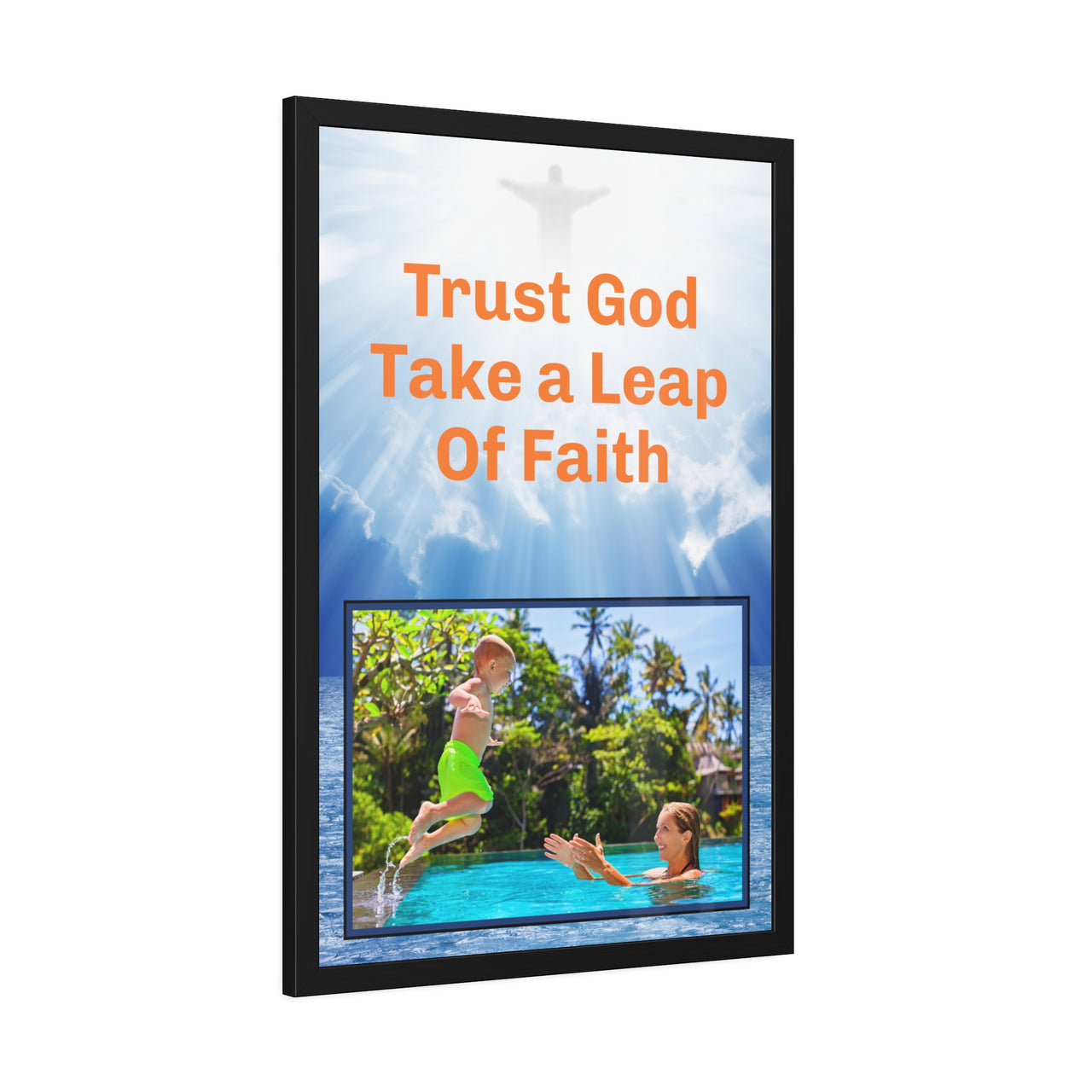 Wood Framed Poster with Shatter-Proof Plexiglass, Leap of Faith