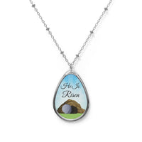 Inspirational oval pendant necklace with