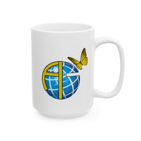 Ceramic mug with Anakainoo International logo, ministry support gift, spiritual transformation message, microwave safe, 11oz and 15oz, 15oz mug front