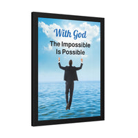 Wood Framed Poster with Shatter-Proof Plexiglass, Walk on Water Man