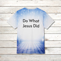 Soft, breathable activewear shirt with “Miracles Happen” design, message “It’s OK. It Happens All the Time – Miracles,” inspirational shirt for expecting God's tangible goodness daily, back of shirt displaying 