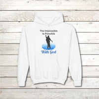 Gildan Youth Unisex Hoodie, Walk on Water Teen