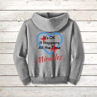 Gildan Youth Unisex Zip-Up Hoodie, Miracles Happen (Image on Back)