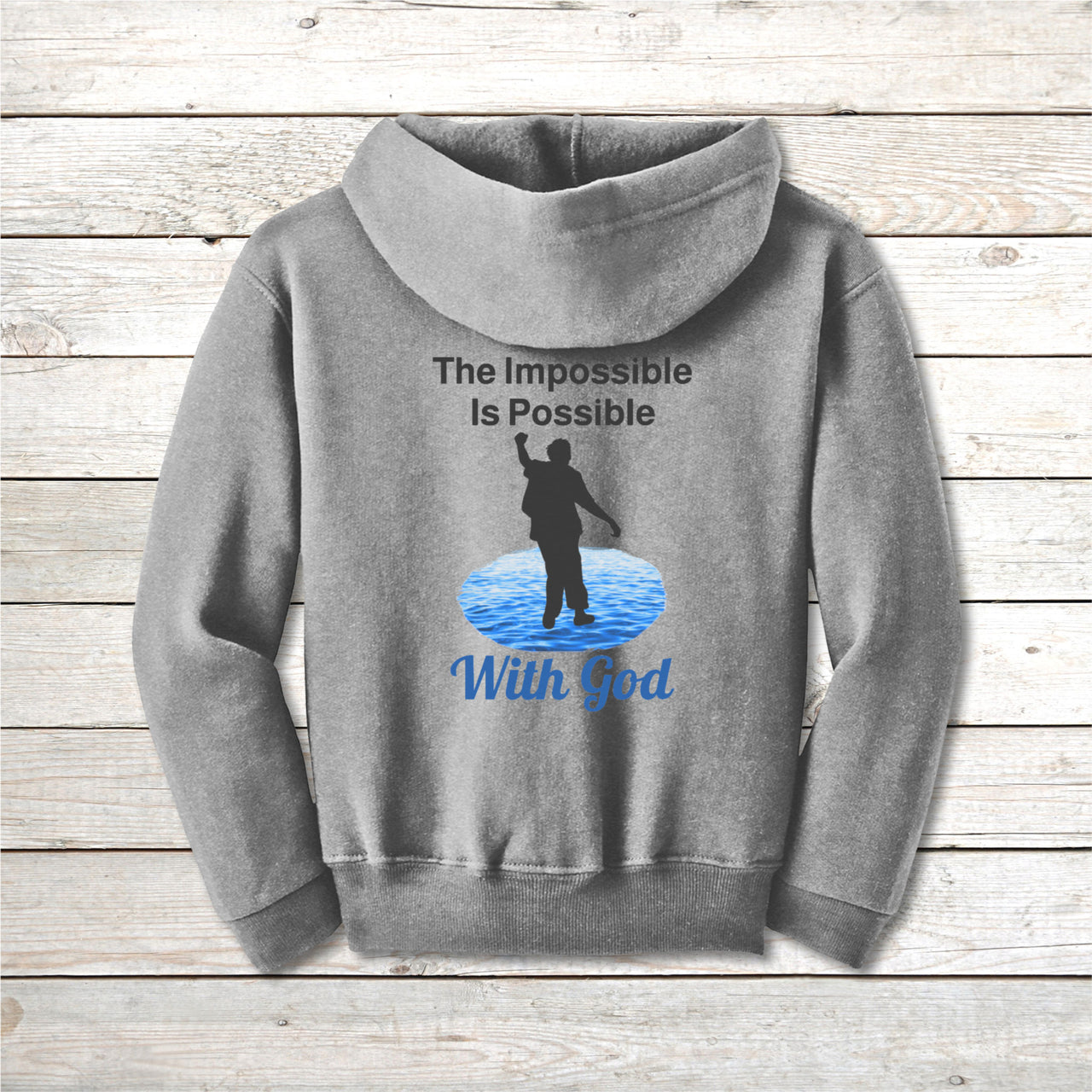 Gildan Youth Unisex Zip-Up Hoodie, Walk on Water Teen (Image on Back)