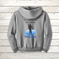 Gildan Youth Unisex Zip-Up Hoodie, Walk on Water Teen (Image on Back)