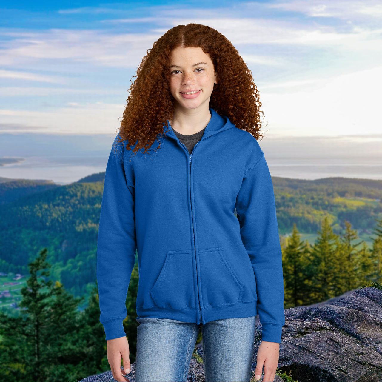 Gildan Youth Unisex Zip-Up Hoodie, Walk on Water Teen (Image on Back)