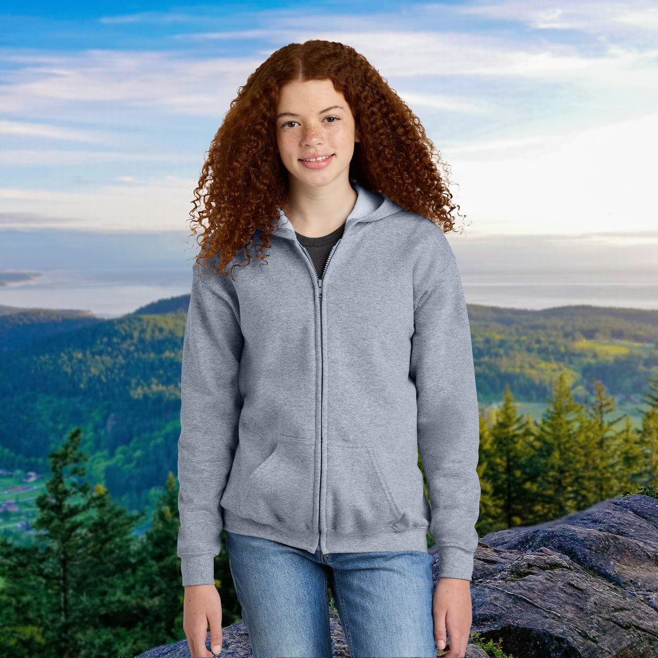 Gildan Youth Unisex Zip-Up Hoodie, Walk on Water Teen (Image on Back)