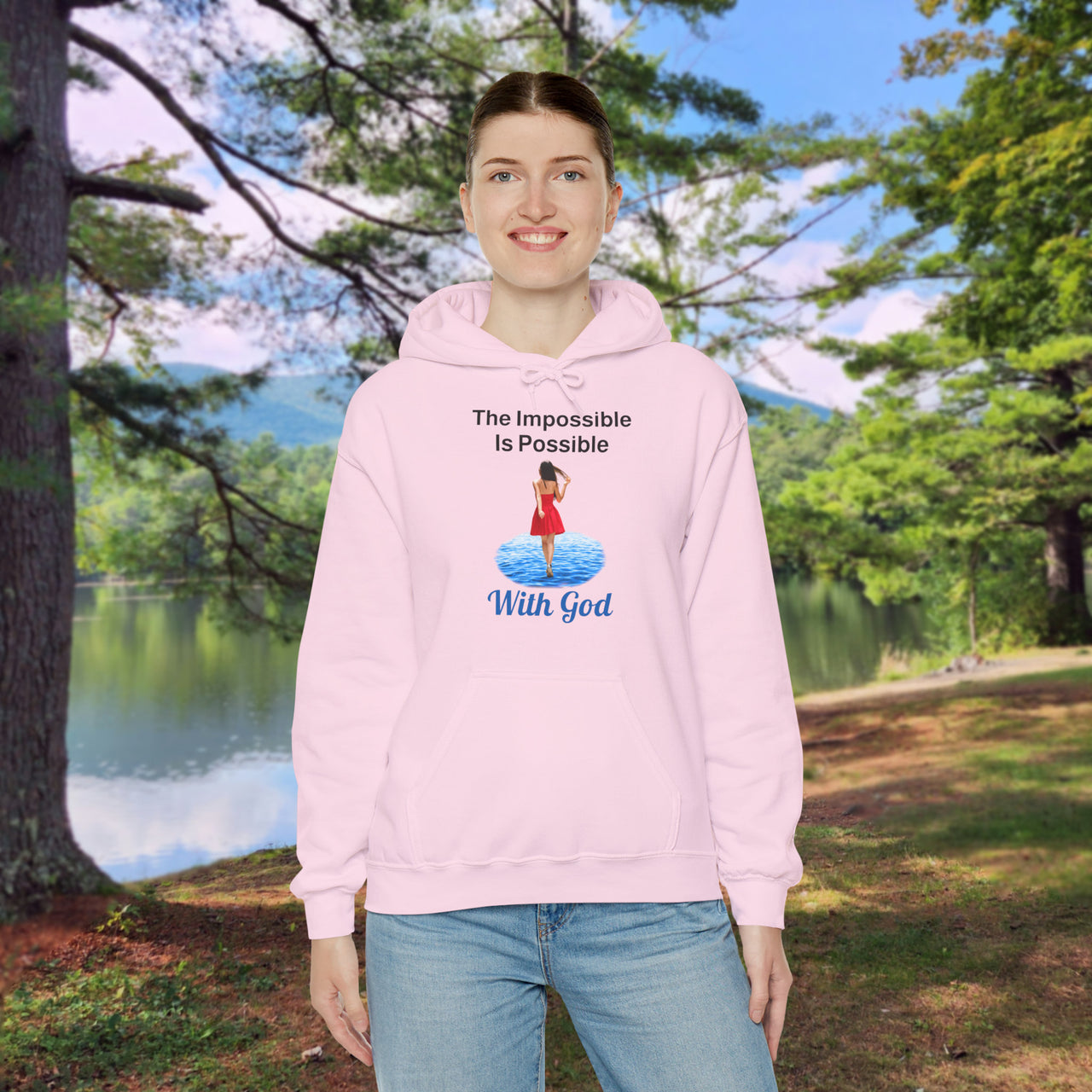 Gildan Adult Unisex Hoodie, Walk on Water Woman