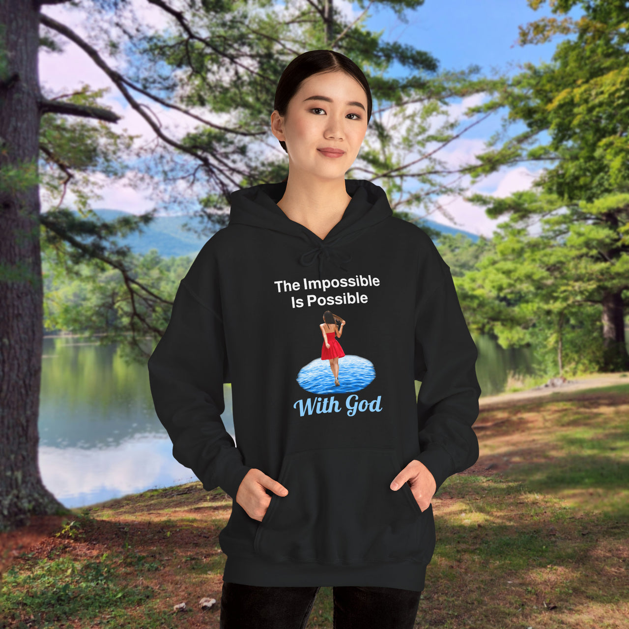 Gildan Adult Unisex Hoodie, Walk on Water Woman
