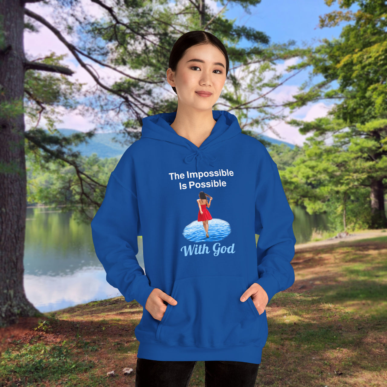 Gildan Adult Unisex Hoodie, Walk on Water Woman