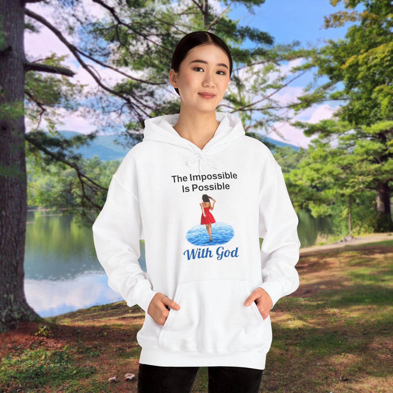 Gildan Adult Unisex Hoodie, Walk on Water Woman