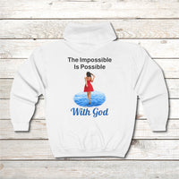 Gildan Adult Unisex Zip-Up Hoodie, Walk on Water Woman (Image on back)