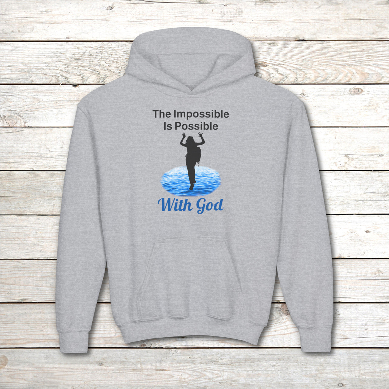 Gildan Youth Unisex Hoodie, Walk on Water Girl