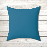 Reversible Throw Pillow, Walk on Water Woman - Sea Blue Back