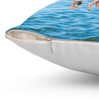 Reversible Throw Pillow, Walk on Water Family - White Back