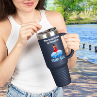 40oz inspirational travel mug with “Impossible Woman” design message 