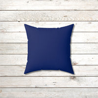 Reversible Throw Pillow, Follow the Father - Dark Royal Blue Back