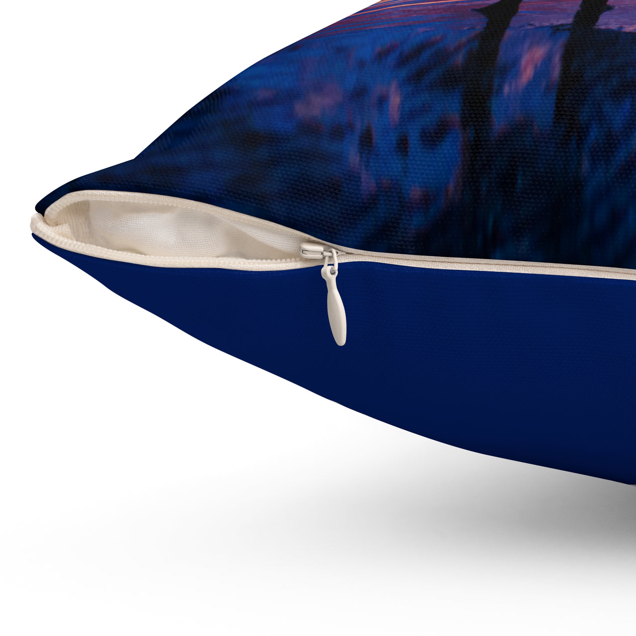 Reversible Throw Pillow, Follow the Father - Dark Royal Blue Back