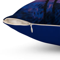 Reversible Throw Pillow, Follow the Father - Dark Royal Blue Back