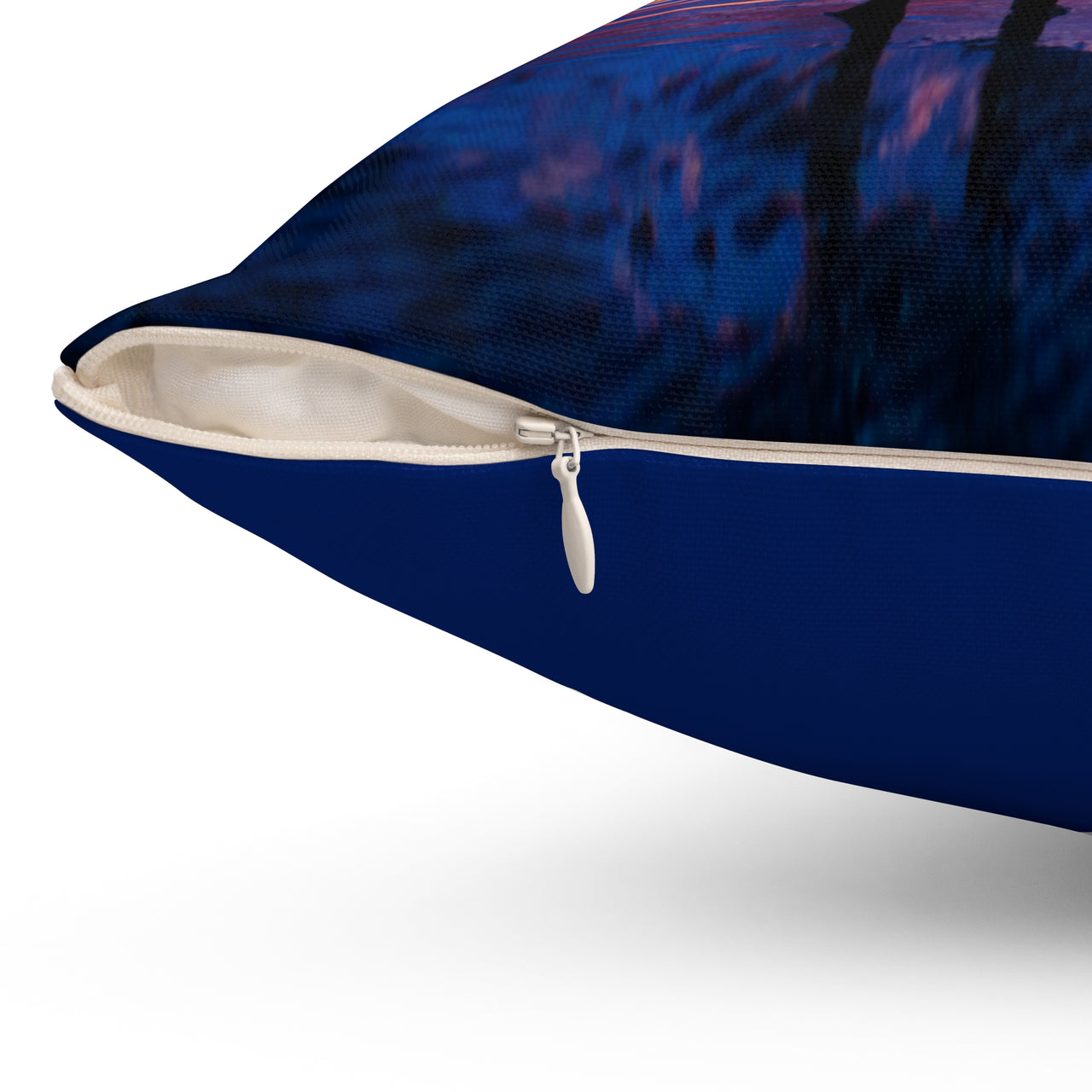 Reversible Throw Pillow, Follow the Father - Dark Royal Blue Back