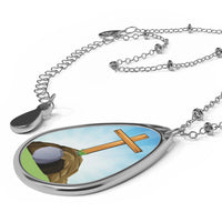 
Inspirational oval pendant necklace with 