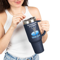 40oz inspirational travel mug with “Impossible Man” design message 